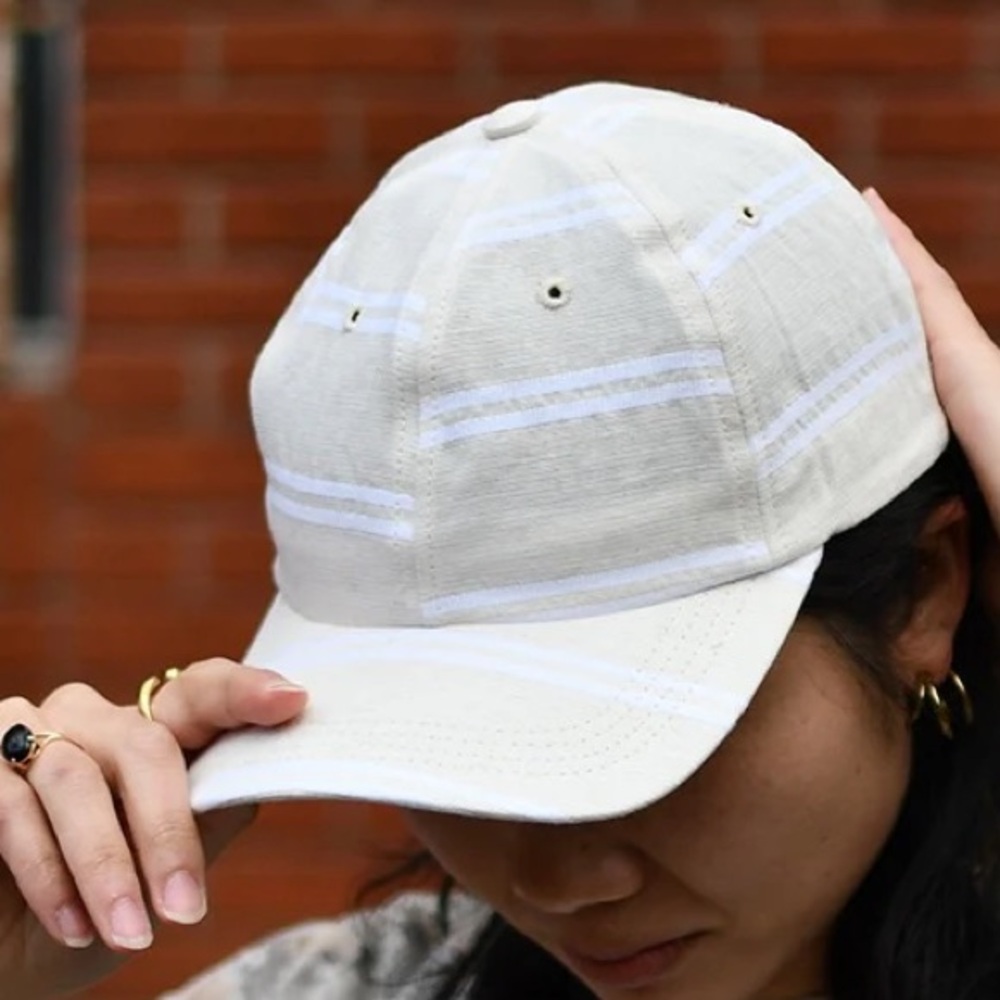 Upstate Stock, 6-Panel Cap, Japanese Cotton, Ballpark White Stripe